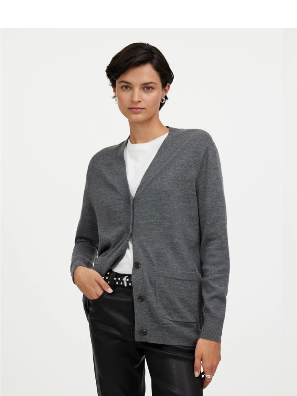 Madewell Charcoal Gray V-Neck Button Cardigan